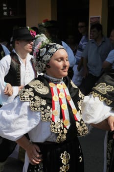 Croatian national costume from the village Siroko Polje, during the Dakovacki vezovi (Dakovo Summer Festival) on July 05, 2009 in Dakovo, Croatia.