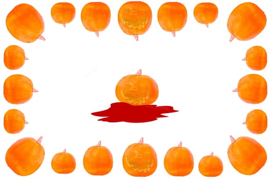 Frame with pumpkins against white background. autumn-appearance