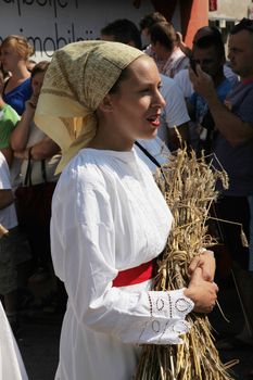 Croatian national costume from the village Horvati, during the Dakovacki vezovi (Dakovo Summer Festival) on July 05, 2009 in Dakovo, Croatia.