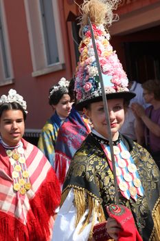 Croatian national costume, during the Dakovacki vezovi (Dakovo Summer Festival) on July 05, 2009 in Dakovo, Croatia.