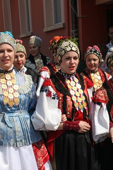 Croatian national costume, during the Dakovacki vezovi (Dakovo Summer Festival) on July 05, 2009 in Dakovo, Croatia.
