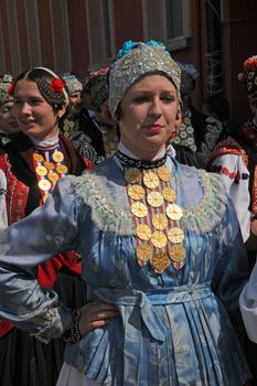 Croatian national costume, during the Dakovacki vezovi (Dakovo Summer Festival) on July 05, 2009 in Dakovo, Croatia.