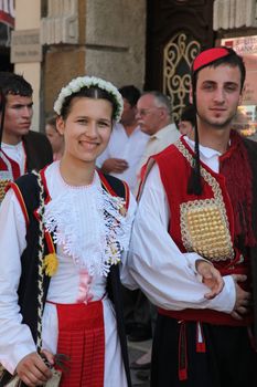 Croatian national costume from the town of Sinj, during the Dakovacki vezovi (Dakovo Summer Festival) on July 05, 2009 in Dakovo, Croatia.
