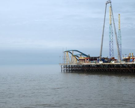 High tide at South pier,Blackpool,Uk.      