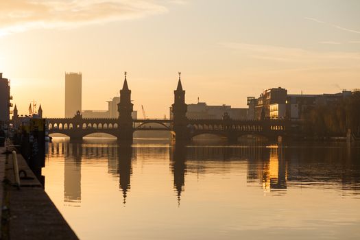 The Oberbaumbruecke (Oberbaum Bridge) linking Friedrichshain and Kreuzberg, Berlin