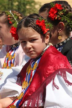 Croatian national costume at the horse and wedding wagon show during Dakovo vezovi (Dakovo Summer Festival) on July 05, 2009 in Dakovo, Croatia.