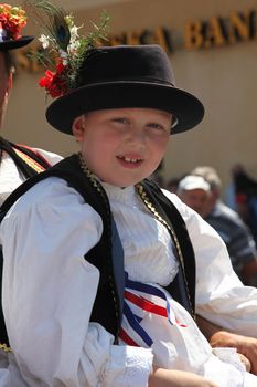 Croatian national costume at the horse and wedding wagon show during Dakovo vezovi (Dakovo Summer Festival) on July 05, 2009 in Dakovo, Croatia.