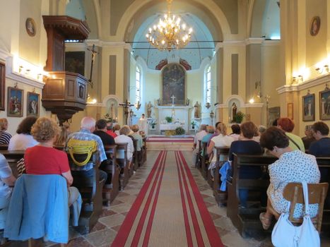 Mass for pilgrims in the Catholic Church Saint Jerome, in Herceg Novi, Montenegro