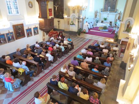 Mass for pilgrims in the Catholic Church Saint Jerome, in Herceg Novi, Montenegro