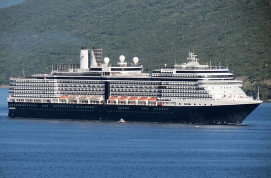 Cruiser arriving in the inlet of Kotor, Herceg Novi, Montenegro