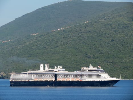 Cruiser arriving in the inlet of Kotor, Herceg Novi, Montenegro