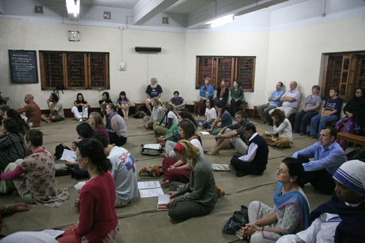 Sisters of The Missionaries of Charity of Mother Teresa at Mass in the chapel of the Mother House, Kolkata, India