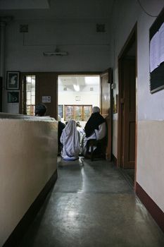 Sisters of The Missionaries of Charity of Mother Teresa at Mass in the chapel of the Mother House, Kolkata, India
