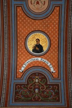 Saint Francis Regis, fresco on the ceiling of the church of St. Aloysius in Travnik, Bosnia and Herzegovina