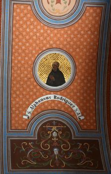 Saint  Alfonz Rodriguez, fresco on the ceiling of the church of St. Aloysius in Travnik, Bosnia and Herzegovina