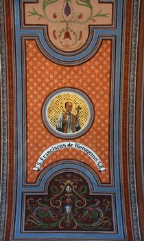 Saint Francis Jerome, fresco on the ceiling of the church of St. Aloysius in Travnik, Bosnia and Herzegovina