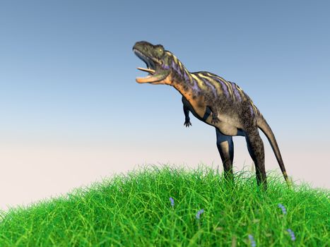 3d rendering of animal on grass with back light with high quality render