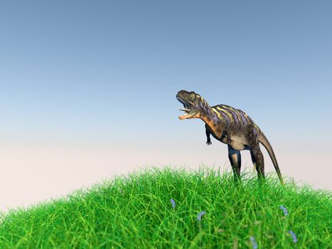 3d rendering of animal on grass with back light with high quality render