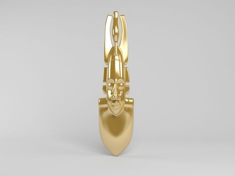 3d rendering of golden statue painted with gold in on a white scene background