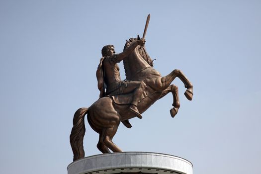 Statue of Alexander the Great in downtown of Skopje, Macedonia