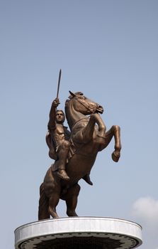 Statue of Alexander the Great in downtown of Skopje, Macedonia
