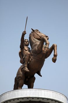Statue of Alexander the Great in downtown of Skopje, Macedonia