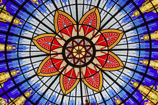 Stained glass window in the Museum of the Macedonian Struggle for sovereignty and independence in Skopje, Macedonia