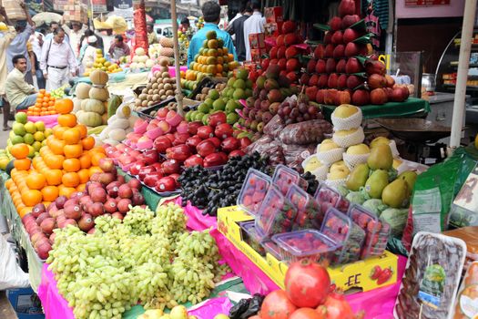 Asian farmer's market selling fresh fruits