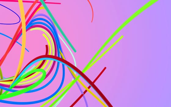 Moving colorful lines of abstract background, colorful background, 3d rendering