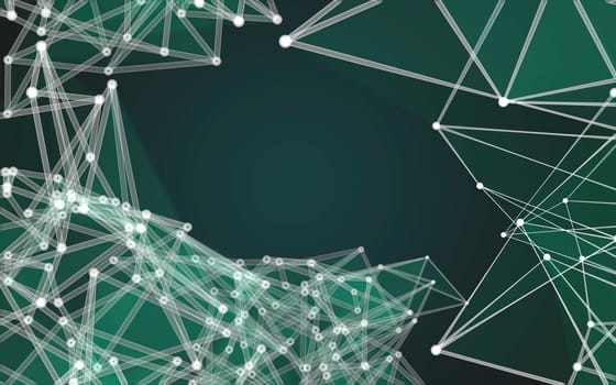 Abstract polygonal space low poly dark background with connecting dots and lines. Connection structure.