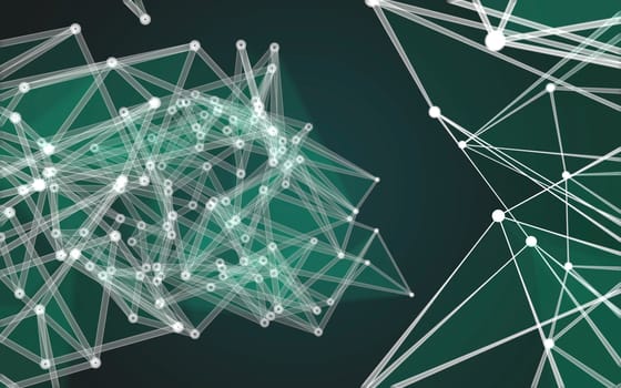 Abstract polygonal space low poly dark background with connecting dots and lines. Connection structure.