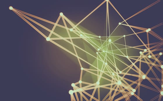 Abstract polygonal space low poly dark background with connecting dots and lines. Connection structure.