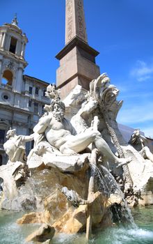 Fountain Zeus in Bernini's, dei Quattro Fiumi in the Piazza Navona in Rome, Italy