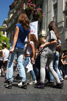 Public lesson of dance within manifestation Belgradization of Belgrade held on June 26, 2011 in Belgrade,Serbia