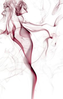 Red insence smoke on white background, graphic resource.