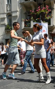 Public lesson of dance within manifestation Belgradization of Belgrade held on June 26, 2011 in Belgrade,Serbia