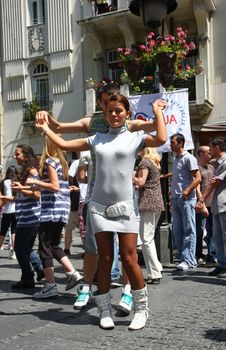 Public lesson of dance within manifestation Belgradization of Belgrade held on June 26, 2011 in Belgrade,Serbia