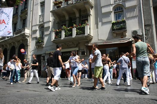 Public lesson of dance within manifestation Belgradization of Belgrade held on June 26, 2011 in Belgrade,Serbia