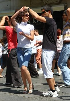 Public lesson of dance within manifestation Belgradization of Belgrade held on June 26, 2011 in Belgrade,Serbia