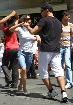 Public lesson of dance within manifestation Belgradization of Belgrade held on June 26, 2011 in Belgrade,Serbia