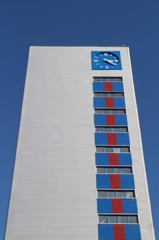 blue clock tower on a blue background