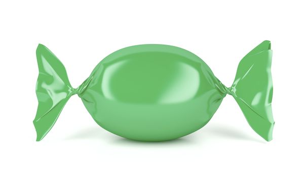 Wrapped hard candy on white background 