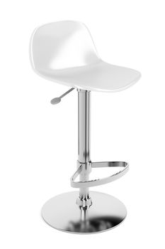 White plastic bar stool on white background