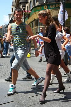 Public lesson of dance within manifestation Belgradization of Belgrade held on June 26, 2011 in Belgrade,Serbia