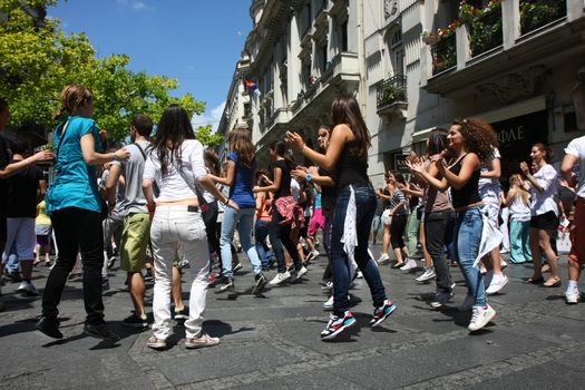 Public lesson of dance within manifestation Belgradization of Belgrade held on June 26, 2011 in Belgrade,Serbia