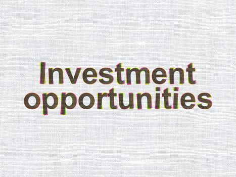 Business concept: CMYK Investment Opportunities on linen fabric texture background