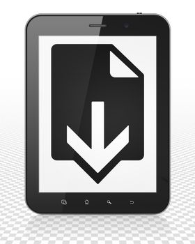 Web development concept: Tablet Pc Computer with black Download icon on display
