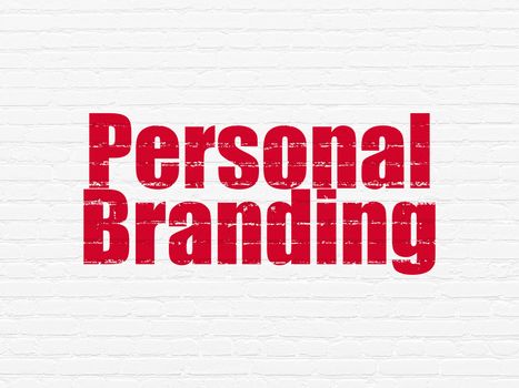 Marketing concept: Painted red text Personal Branding on White Brick wall background