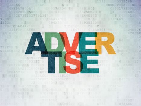 Marketing concept: Painted multicolor text Advertise on Digital Paper background