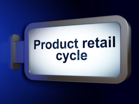 Advertising concept: Product retail Cycle on advertising billboard background, 3d rendering